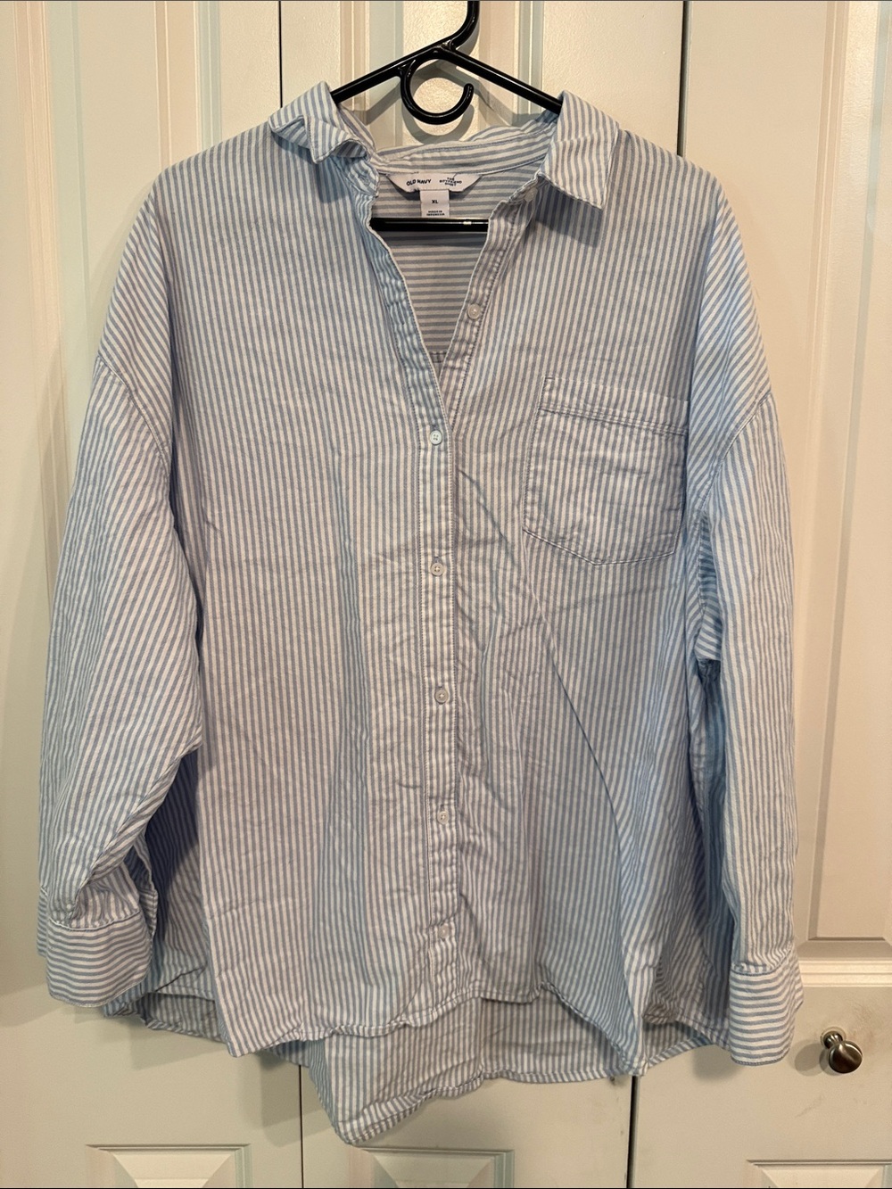 Old Navy Light Blue & White Striped Button-Down Shirt